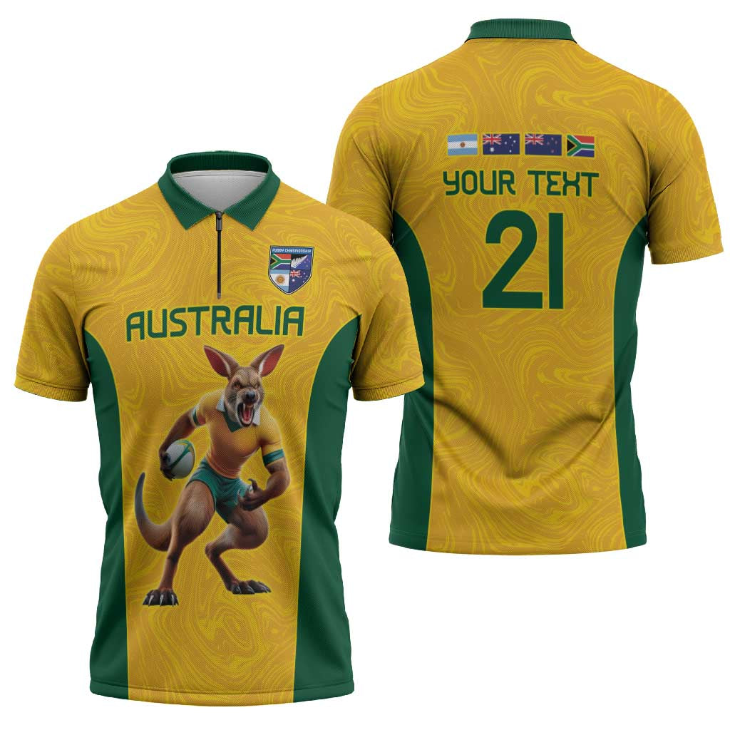 Australia Rugby Custom Zipper Polo Shirt Glory Be To Wallabies Simple Pattern - Aussie Hoodie