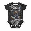 New Zealand Maori Rugby Custom Baby Onesie Glory Be To Black Silver-fern