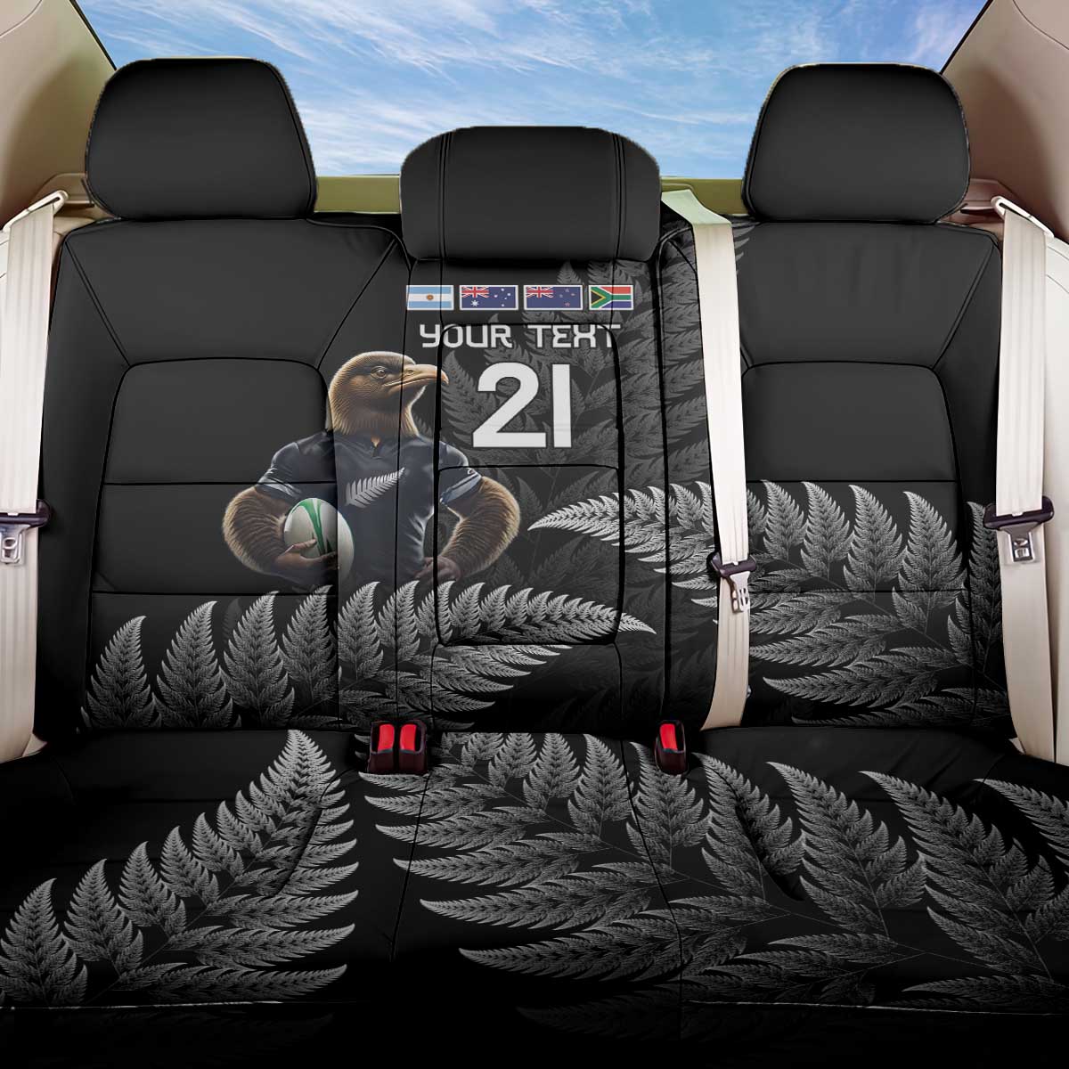 New Zealand Rugby Custom Back Car Seat Cover Glory Be To Black Silver-fern - Aussie Hoodie