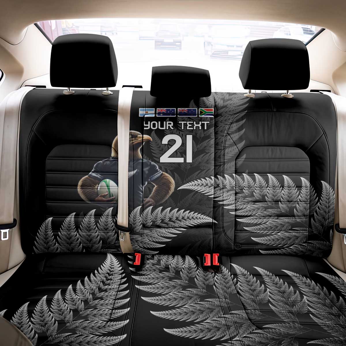 New Zealand Rugby Custom Back Car Seat Cover Glory Be To Black Silver-fern - Aussie Hoodie