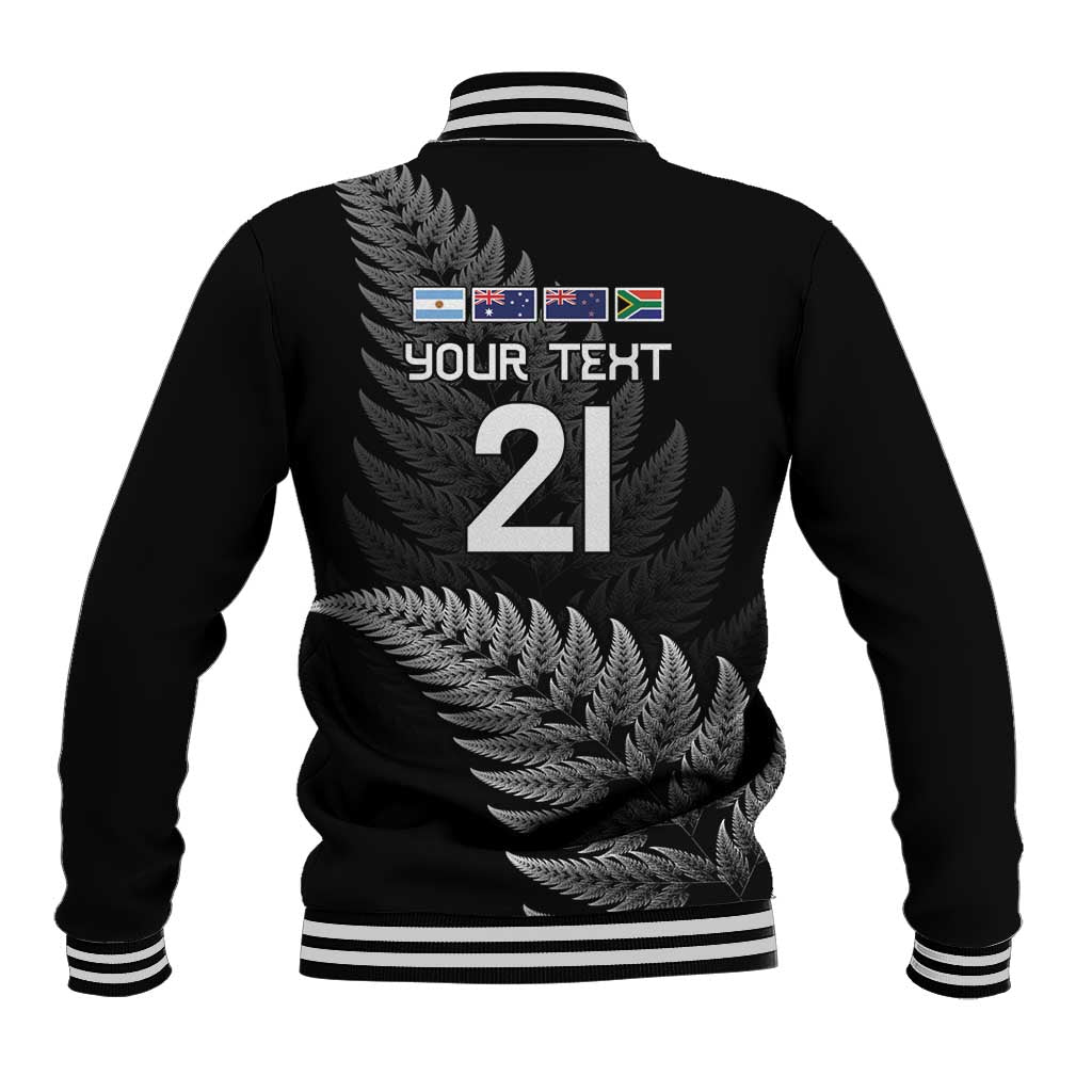 New Zealand Rugby Custom Baseball Jacket Glory Be To Black Silver-fern - Aussie Hoodie