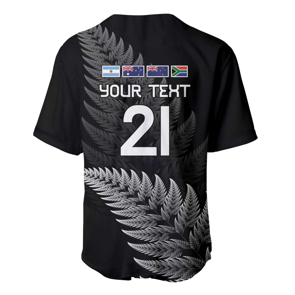New Zealand Rugby Custom Baseball Jersey Glory Be To Black Silver-fern - Aussie Hoodie