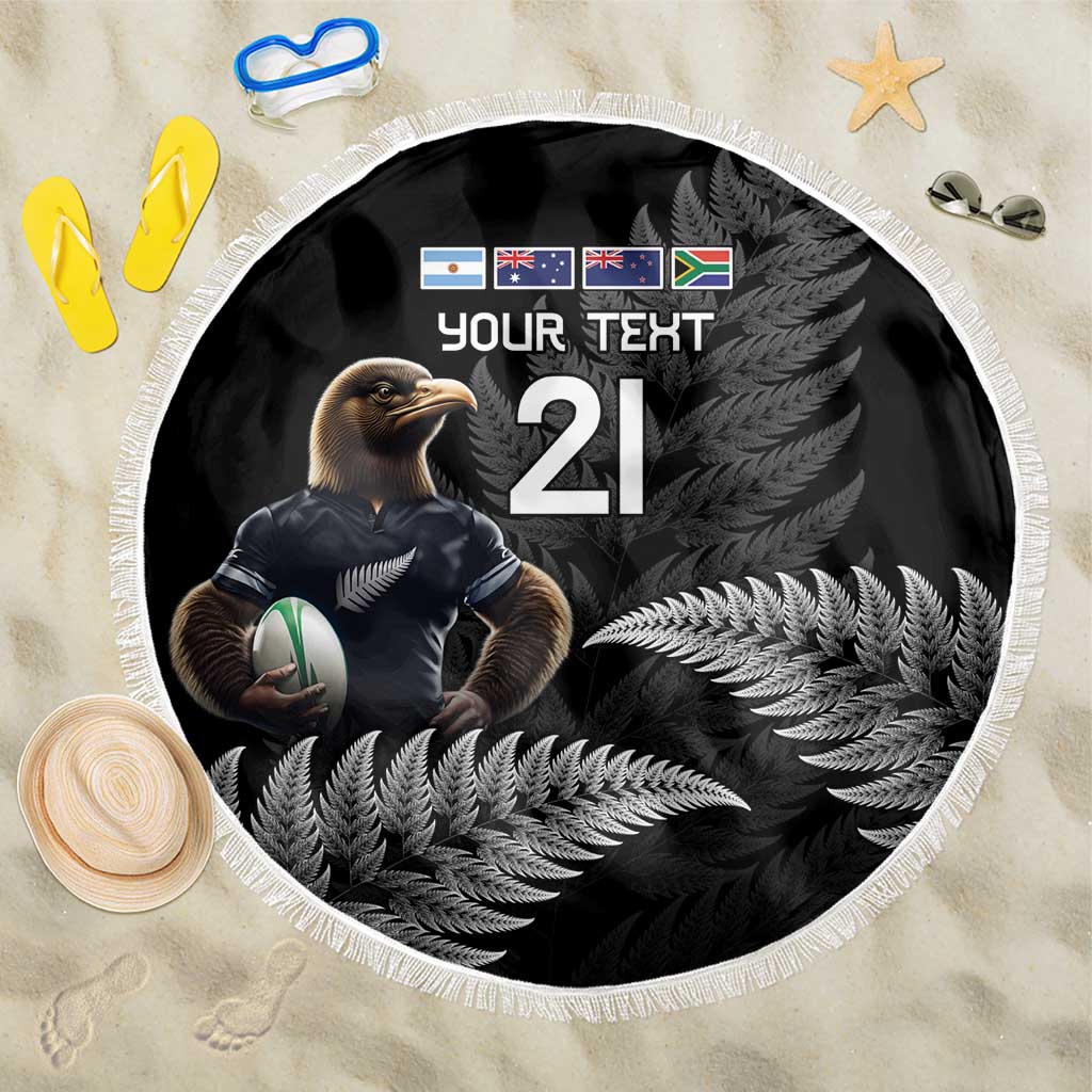 New Zealand Rugby Custom Beach Blanket Glory Be To Black Silver-fern - Aussie Hoodie