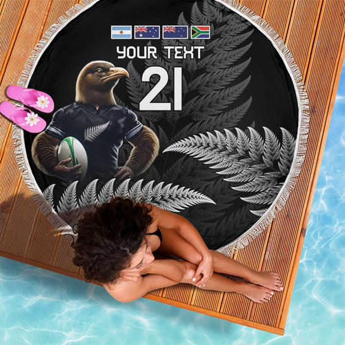 New Zealand Rugby Custom Beach Blanket Glory Be To Black Silver-fern - Aussie Hoodie