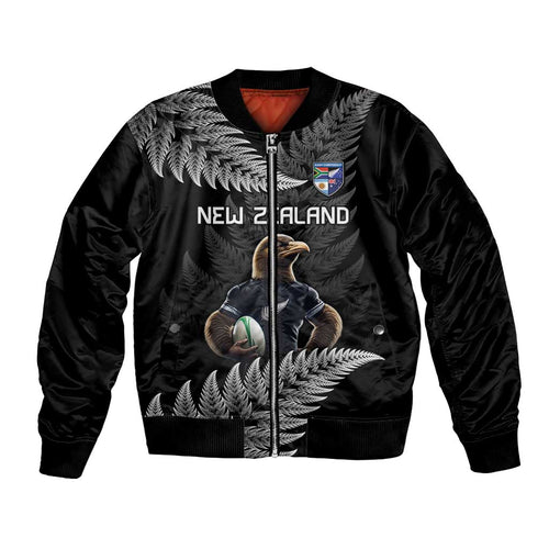 New Zealand Rugby Custom Bomber Jacket Glory Be To Black Silver-fern - Aussie Hoodie
