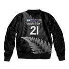 New Zealand Rugby Custom Bomber Jacket Glory Be To Black Silver-fern - Aussie Hoodie
