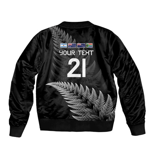 New Zealand Rugby Custom Bomber Jacket Glory Be To Black Silver-fern - Aussie Hoodie