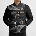 New Zealand Rugby Custom Bomber Puffer Jacket Glory Be To Black Silver-fern - Aussie Hoodie