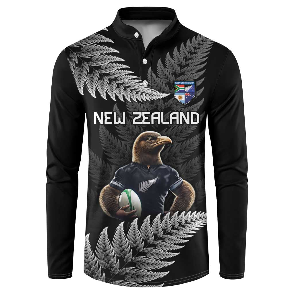 New Zealand Rugby Custom Button Sweatshirt Glory Be To Black Silver-fern - Aussie Hoodie