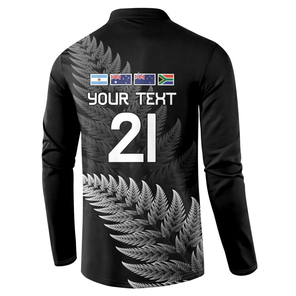 New Zealand Rugby Custom Button Sweatshirt Glory Be To Black Silver-fern - Aussie Hoodie