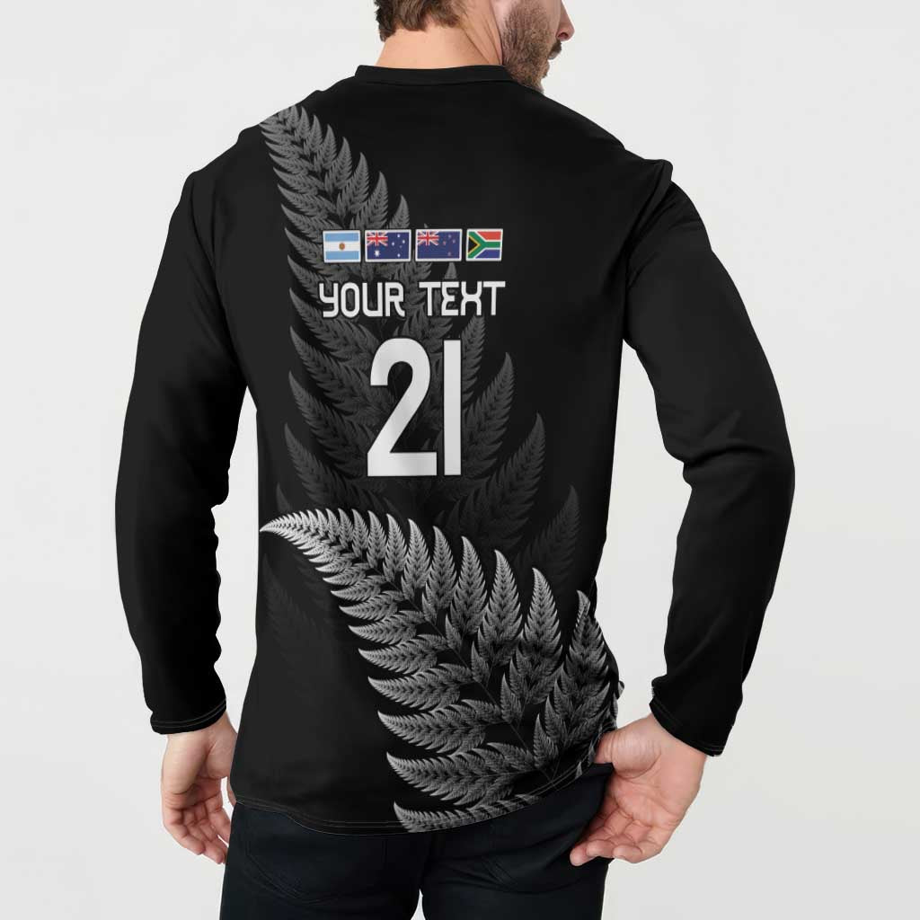 New Zealand Rugby Custom Button Sweatshirt Glory Be To Black Silver-fern - Aussie Hoodie
