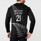 New Zealand Rugby Custom Button Sweatshirt Glory Be To Black Silver-fern - Aussie Hoodie