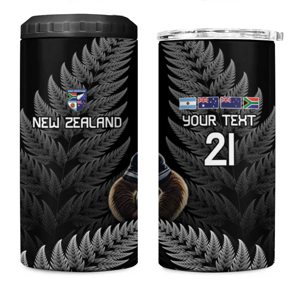 New Zealand Rugby Custom 4 in 1 Can Cooler Tumbler Glory Be To Black Silver-fern - Aussie Hoodie