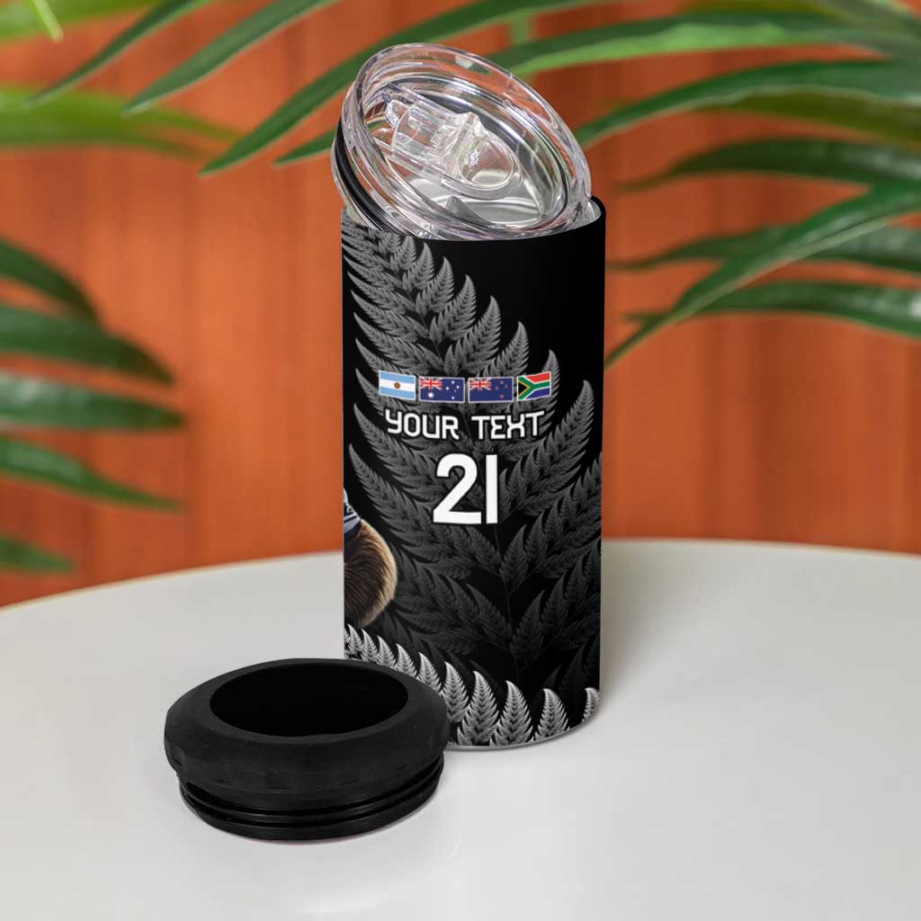 New Zealand Rugby Custom 4 in 1 Can Cooler Tumbler Glory Be To Black Silver-fern - Aussie Hoodie
