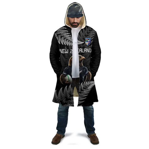 New Zealand Rugby Custom Cloak Glory Be To Black Silver-fern - Aussie Hoodie