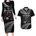 New Zealand Rugby Custom Couples Matching Long Sleeve Bodycon Dress and Hawaiian Shirt Glory Be To Black Silver-fern - Aussie Hoodie
