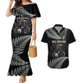 New Zealand Rugby Custom Couples Matching Mermaid Dress and Hawaiian Shirt Glory Be To Black Silver-fern - Aussie Hoodie