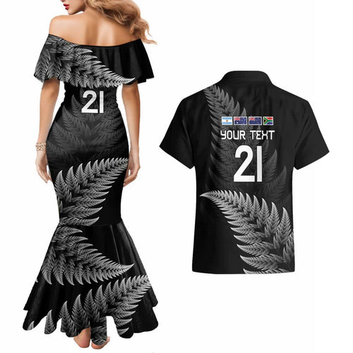 New Zealand Rugby Custom Couples Matching Mermaid Dress and Hawaiian Shirt Glory Be To Black Silver-fern - Aussie Hoodie