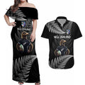 New Zealand Rugby Custom Couples Matching Off Shoulder Maxi Dress and Hawaiian Shirt Glory Be To Black Silver-fern - Aussie Hoodie