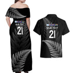 New Zealand Rugby Custom Couples Matching Off Shoulder Maxi Dress and Hawaiian Shirt Glory Be To Black Silver-fern - Aussie Hoodie