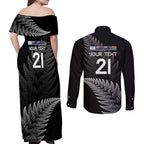 New Zealand Rugby Custom Couples Matching Off Shoulder Maxi Dress and Long Sleeve Button Shirt Glory Be To Black Silver-fern - Aussie Hoodie