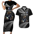 New Zealand Rugby Custom Couples Matching Short Sleeve Bodycon Dress and Hawaiian Shirt Glory Be To Black Silver-fern - Aussie Hoodie