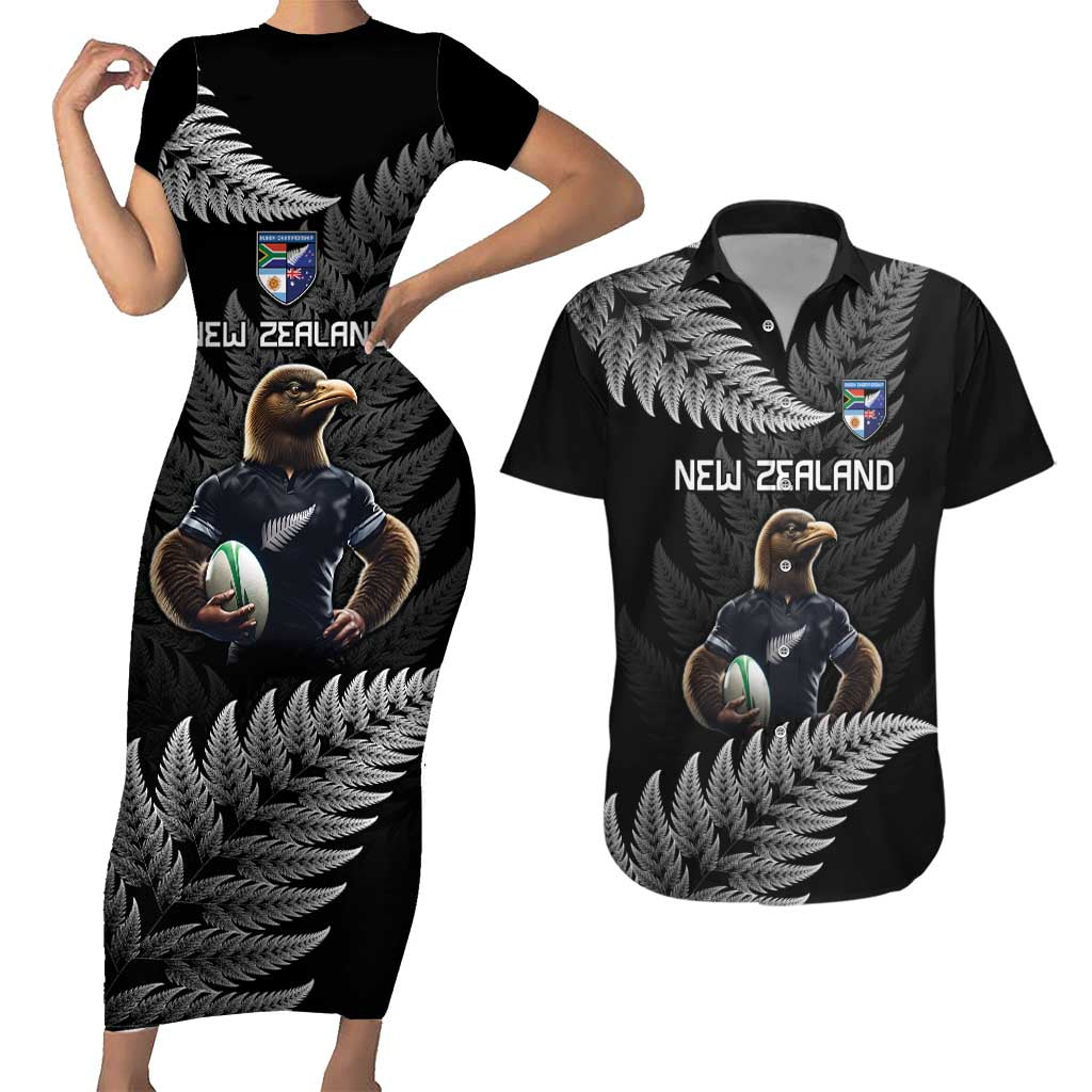 New Zealand Rugby Custom Couples Matching Short Sleeve Bodycon Dress and Hawaiian Shirt Glory Be To Black Silver-fern - Aussie Hoodie
