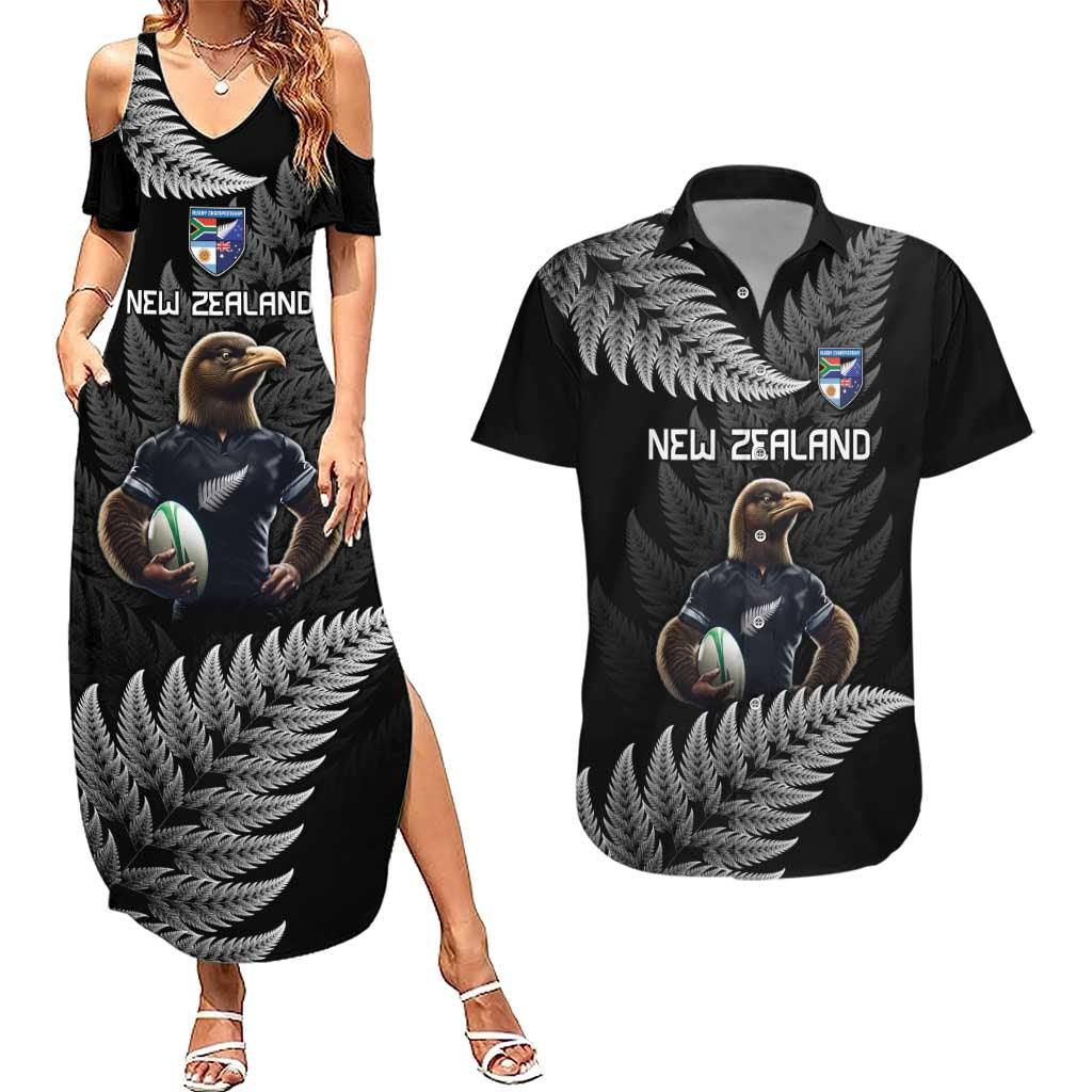 New Zealand Rugby Custom Couples Matching Summer Maxi Dress and Hawaiian Shirt Glory Be To Black Silver-fern - Aussie Hoodie