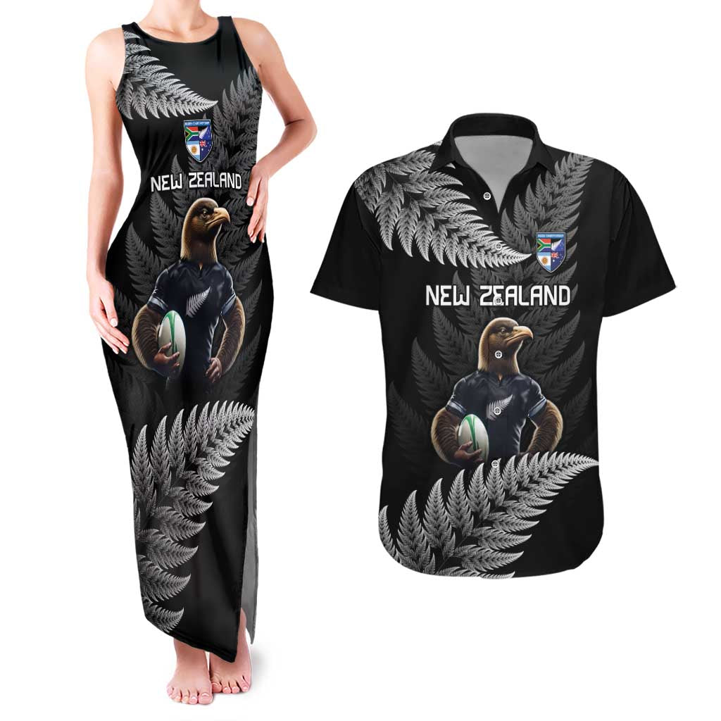 New Zealand Rugby Custom Couples Matching Tank Maxi Dress and Hawaiian Shirt Glory Be To Black Silver-fern - Aussie Hoodie