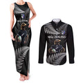 New Zealand Rugby Custom Couples Matching Tank Maxi Dress and Long Sleeve Button Shirt Glory Be To Black Silver-fern - Aussie Hoodie