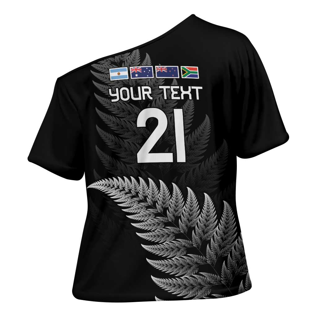 New Zealand Rugby Custom Cross Shoulder Shirt Glory Be To Black Silver-fern - Aussie Hoodie