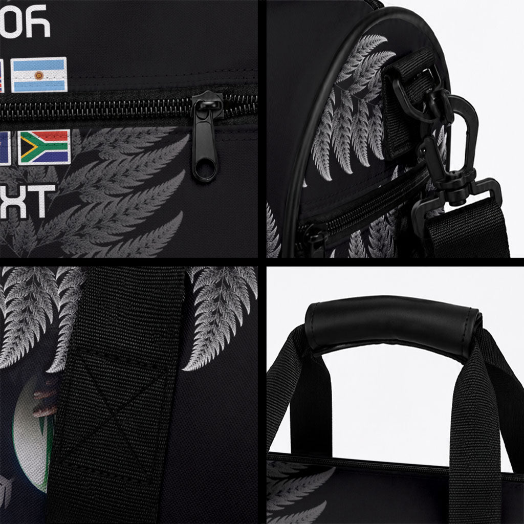 New Zealand Maori Rugby Custom Duffle Bag Glory Be To Black Silver-fern