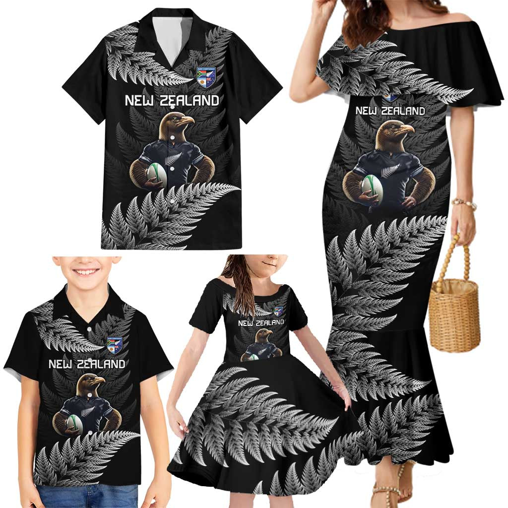 New Zealand Rugby Custom Family Matching Mermaid Dress and Hawaiian Shirt Glory Be To Black Silver-fern - Aussie Hoodie