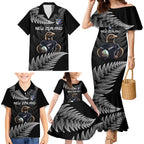 New Zealand Rugby Custom Family Matching Mermaid Dress and Hawaiian Shirt Glory Be To Black Silver-fern - Aussie Hoodie