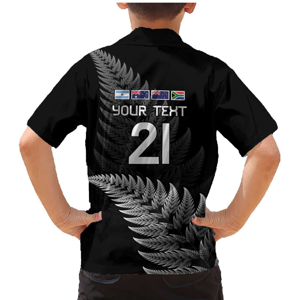 New Zealand Rugby Custom Family Matching Mermaid Dress and Hawaiian Shirt Glory Be To Black Silver-fern - Aussie Hoodie
