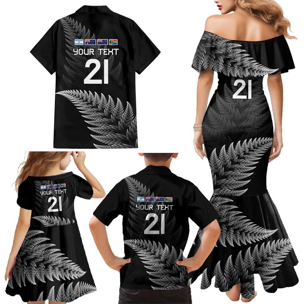 New Zealand Rugby Custom Family Matching Mermaid Dress and Hawaiian Shirt Glory Be To Black Silver-fern - Aussie Hoodie