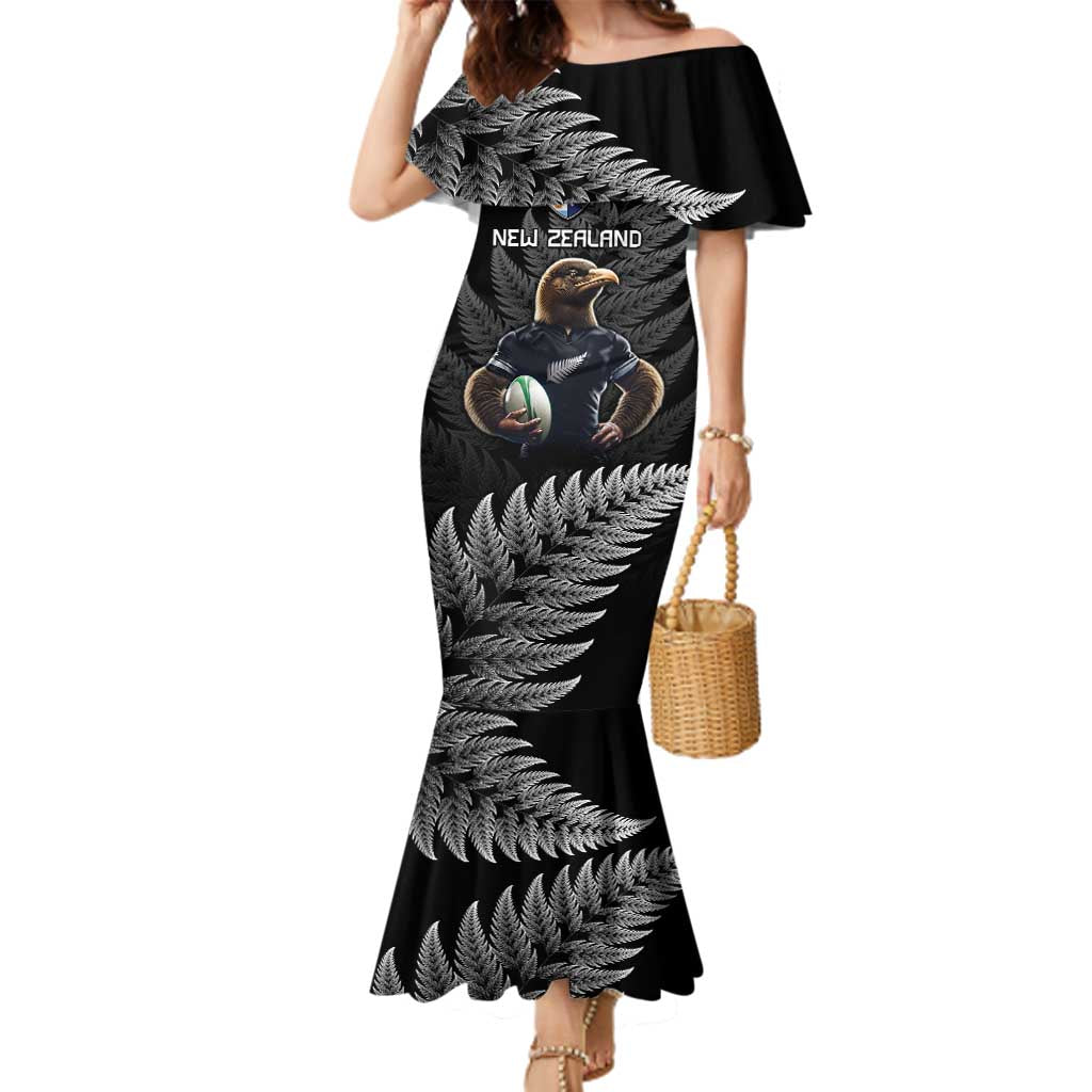 New Zealand Rugby Custom Family Matching Mermaid Dress and Hawaiian Shirt Glory Be To Black Silver-fern - Aussie Hoodie