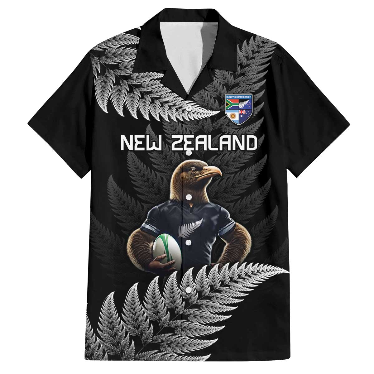 New Zealand Rugby Custom Family Matching Off The Shoulder Long Sleeve Dress and Hawaiian Shirt Glory Be To Black Silver-fern - Aussie Hoodie