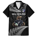 New Zealand Rugby Custom Family Matching Off The Shoulder Long Sleeve Dress and Hawaiian Shirt Glory Be To Black Silver-fern - Aussie Hoodie
