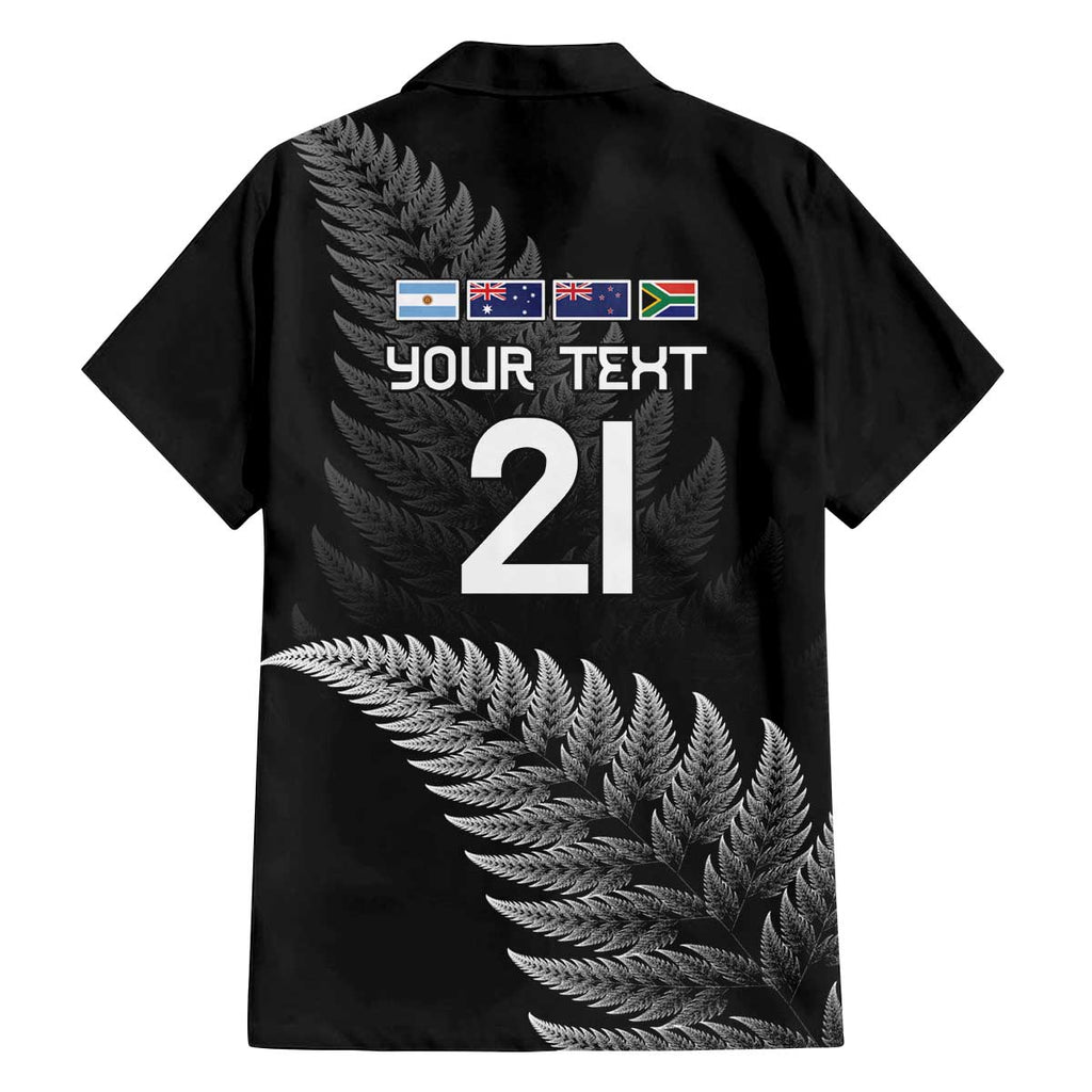 New Zealand Rugby Custom Family Matching Off The Shoulder Long Sleeve Dress and Hawaiian Shirt Glory Be To Black Silver-fern - Aussie Hoodie