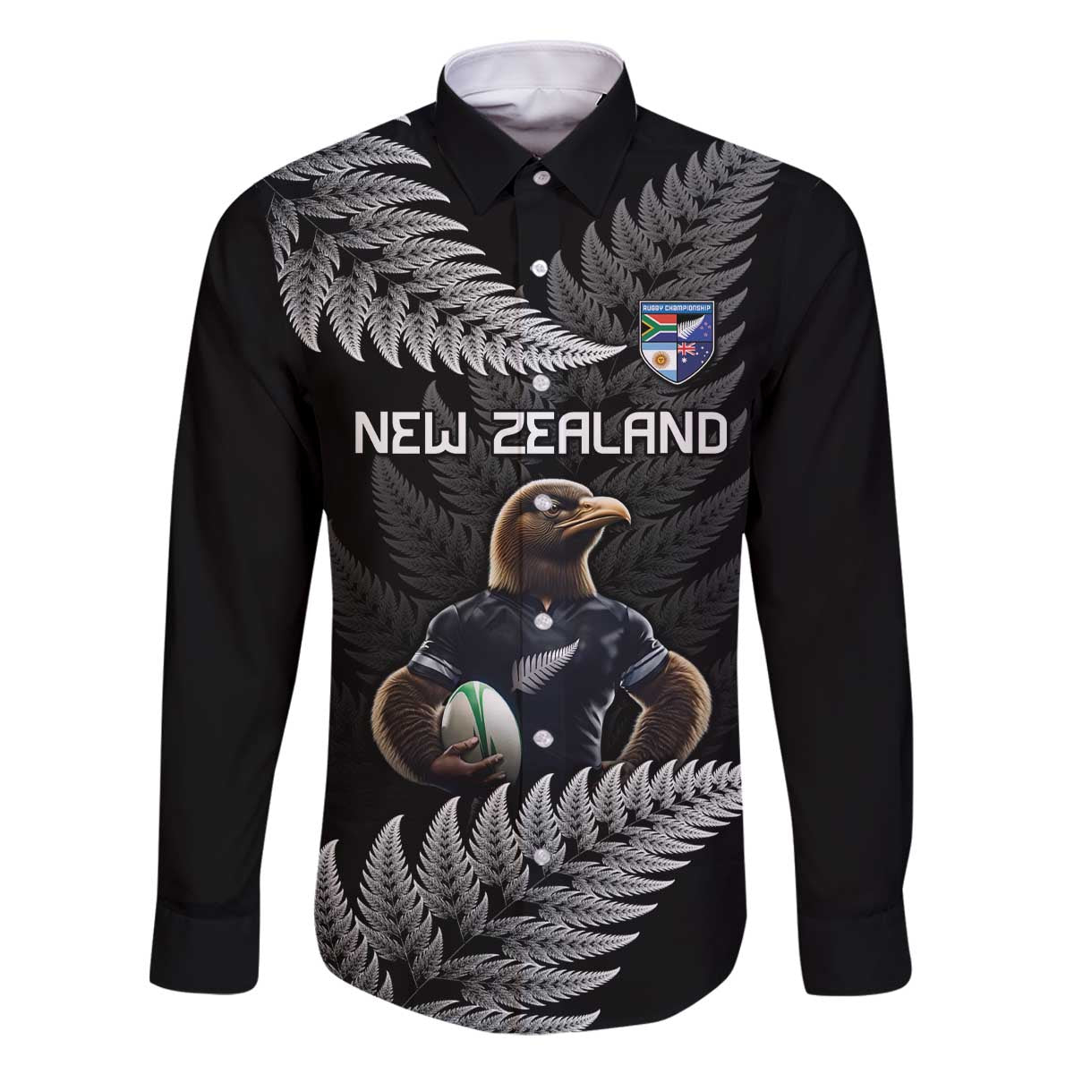 New Zealand Rugby Custom Family Matching Off The Shoulder Long Sleeve Dress and Hawaiian Shirt Glory Be To Black Silver-fern - Aussie Hoodie