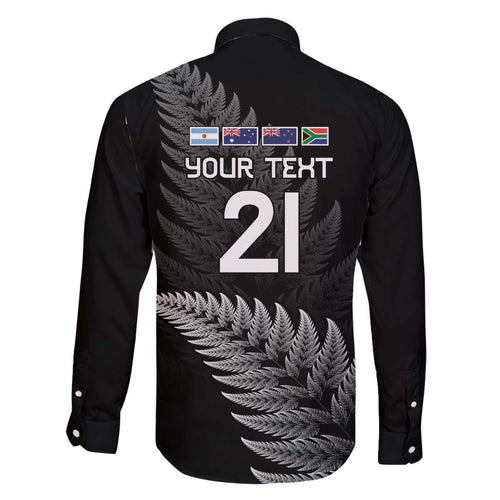 New Zealand Rugby Custom Family Matching Off The Shoulder Long Sleeve Dress and Hawaiian Shirt Glory Be To Black Silver-fern - Aussie Hoodie