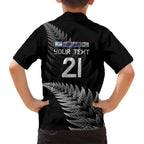 New Zealand Rugby Custom Family Matching Off Shoulder Maxi Dress and Hawaiian Shirt Glory Be To Black Silver-fern - Aussie Hoodie
