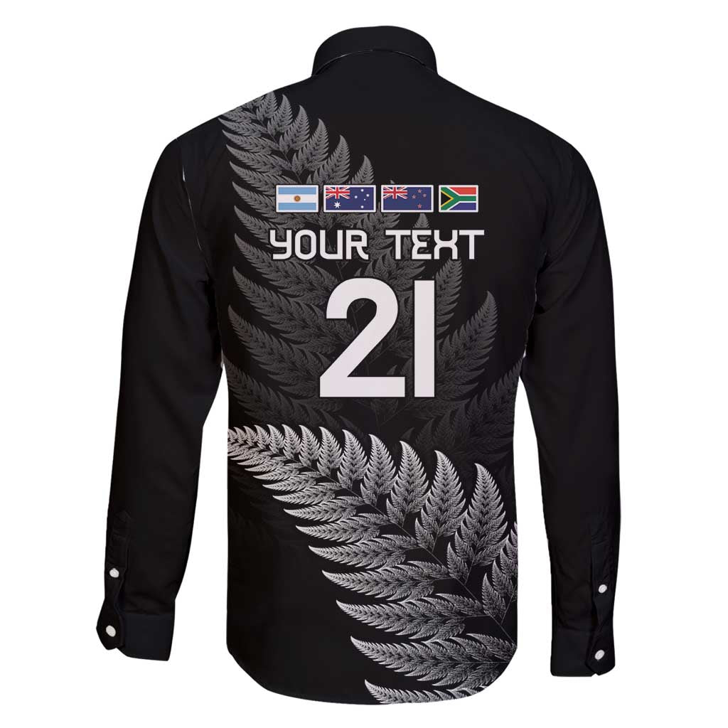 New Zealand Rugby Custom Family Matching Off Shoulder Maxi Dress and Hawaiian Shirt Glory Be To Black Silver-fern - Aussie Hoodie