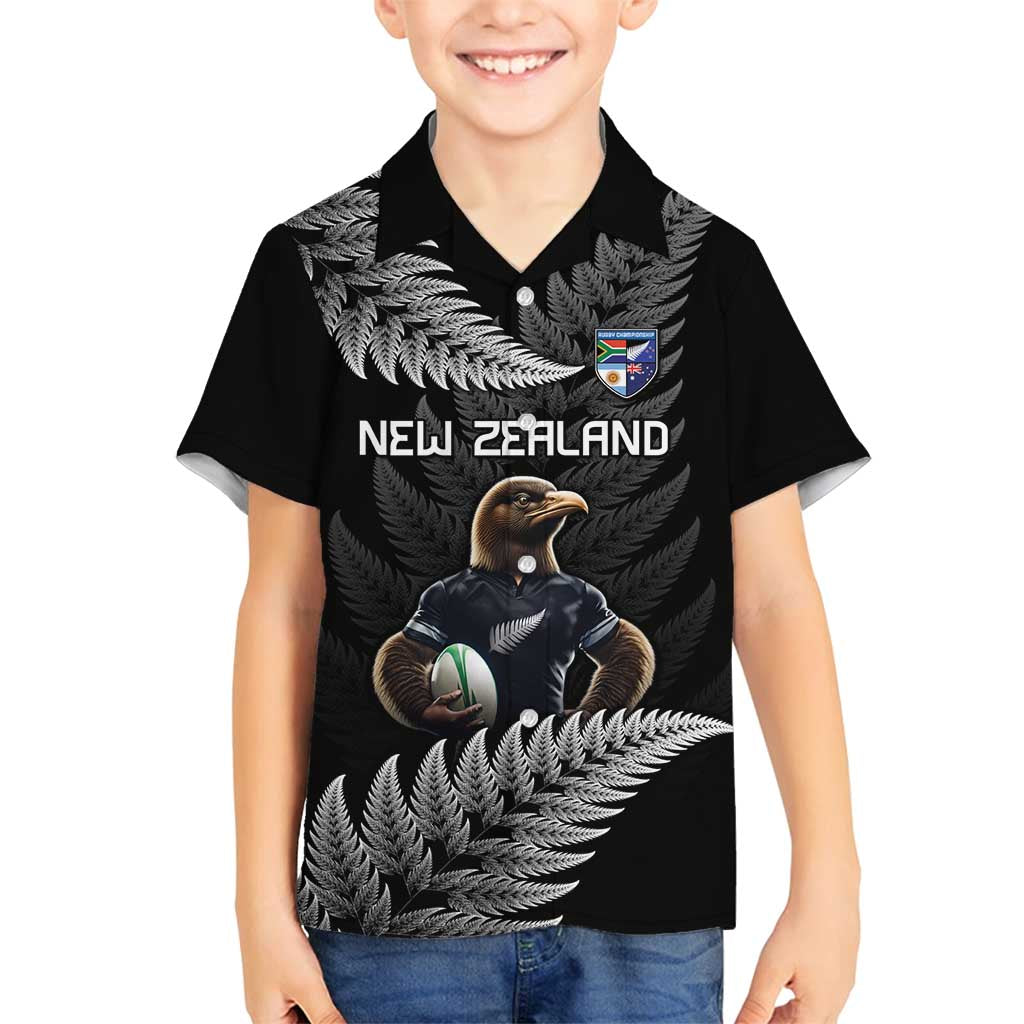 New Zealand Rugby Custom Family Matching Off Shoulder Short Dress and Hawaiian Shirt Glory Be To Black Silver-fern - Aussie Hoodie