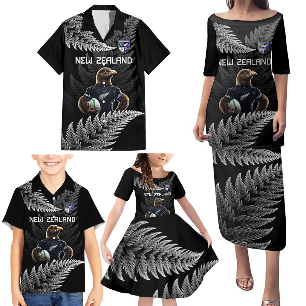 New Zealand Rugby Custom Family Matching Puletasi and Hawaiian Shirt Glory Be To Black Silver-fern - Aussie Hoodie