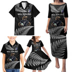New Zealand Rugby Custom Family Matching Puletasi and Hawaiian Shirt Glory Be To Black Silver-fern - Aussie Hoodie