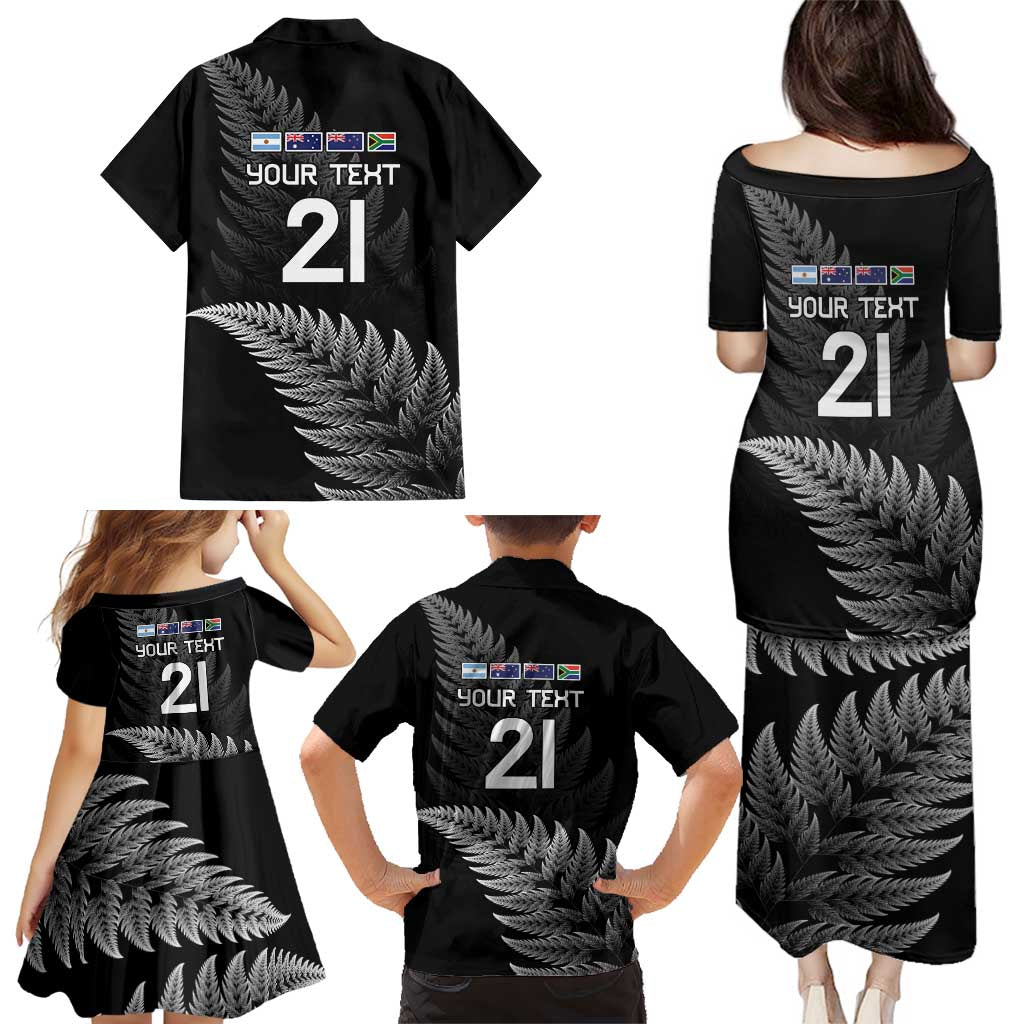 New Zealand Rugby Custom Family Matching Puletasi and Hawaiian Shirt Glory Be To Black Silver-fern - Aussie Hoodie