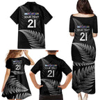 New Zealand Rugby Custom Family Matching Puletasi and Hawaiian Shirt Glory Be To Black Silver-fern - Aussie Hoodie