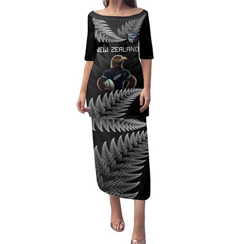 New Zealand Rugby Custom Family Matching Puletasi and Hawaiian Shirt Glory Be To Black Silver-fern - Aussie Hoodie